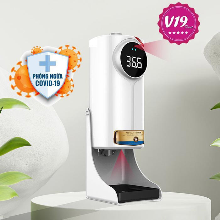 Đo nhiệt độ, xịt khuẩn V19 Pro